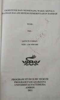 Image of Eksistensi Dan Wewenang Wakil Kepala Daerah Dalam Sistem Pemerintahan Daerah