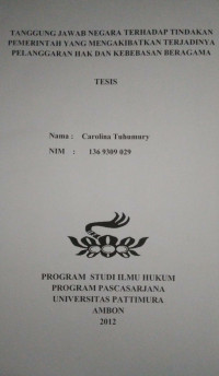 Image of Tanggung Jawab Negara Terhadap Tindakan Pemerintah Yang Mengakibatkan Terjadinya Pelanggaran Hak Dan Kebebasan Beragama