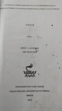 Image of Penerapan Freies Ermessen Dan Asas Proporsionalitas Terhadap Perbuatan Hukum Gubernur Dalam Pelayanan Publik