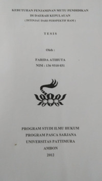 Image of Kebutuhan Penjaminan Mutu Pendidikan Di Daerah Kepulauan (Ditinjau Dari Perspektif HAM)
