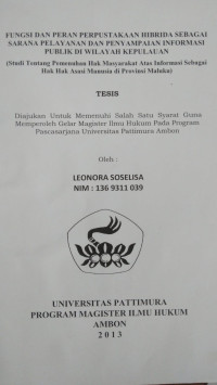 Image of Fungsi Dan Peran Perpustakaan Hibrida Sebagai Sarana Pelayanan Dan Penyampaian Informasi Publik Di Wilayah Kepulauan
