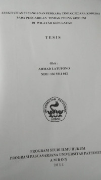 Image of Efektivitas Penanganan Perkara Tindak Pidana Korupsi Pada Pengadilan Tindak Pidana Korupsi Di Wilayah Kepulauan