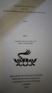 Image of Eksistensi Matgugul Dalam Sistem Pemerintahan Adat Di Buru Selatan