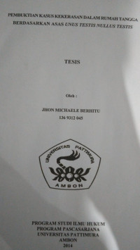 Image of Pembuktian Kasus Kekerasan Dalam Rumah Tangga Berdasarkan Asas Unus Testis Nullus Testis