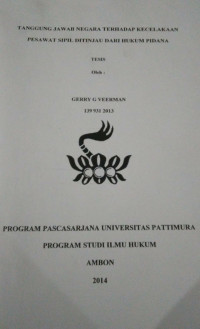 Image of Tanggung Jawab Negara Terhadap Kecelakaan Pesawat Sipil Ditinjau Dari Hukum Pidana
