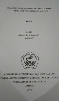 Image of Pertanggungjawaban Pidana Partai Politik Terhadap Tindak Pidana Korupsi