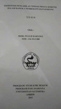 Image of Eksistensi Pengadilan Tindak Pidana Korupsi Dalam Rangka Pemberantasan Korupsi
