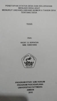Image of Penetapan Status Desa Dan Kelurahan Menjadi Desa Adat Menurut Undang-Undang Nomor 6 Tahun 2014 Tentang Desa