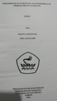 Image of Perlindungan Saksi Dalam Pemeriksaan Tindak Pidana Korupsi
