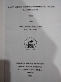 Image of Kajian Yuridis Terhadap Sistem Pendaftaran Tanah Negatif