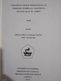 Image of Efektifitas Sistem Pemasyarakatan Terhadap Pembinaan Narapidana Di Lapas Klas IIA Ambon