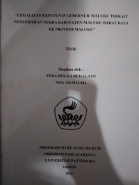 Image of Legalitas Keputusan Gubernur Maluku Terkait Pemindahan Sekda Kabupaten Maluku Barat Daya Ke Provinsi Maluku