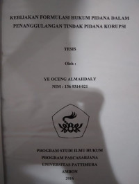 Image of Kebijakan Formulasi Hukum Pidana Dalam Penanggulangan Tindak Pidana Korupsi