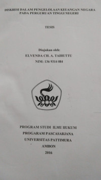 Image of Diskresi Dalam Pengelolaan Keuangan Negara Pada Perguruan Tinggi Negeri