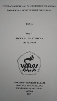 Image of Penerapan Hukuman Cambuk Di Negeri Amahai Dalam perspektif Tujuan Pemidanaan