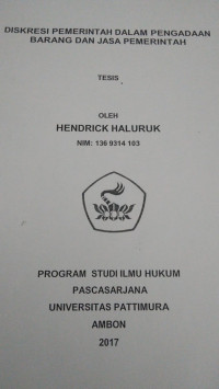 Image of Diskresi Pemerintah Dalam Pengadaan Barang Dan Jasa Pemerintah