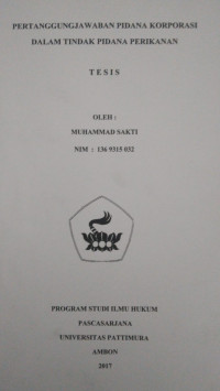 Image of Pertanggungjawaban Pidana Korporasi Dalam Tindak Pidana Perikanan