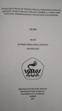 Image of Penegakan Hukum Tindak Pidana Prostitusi Online Ditinjau Dari Undang-Undang Nomor 11 Tahun 2008 Tentang Informasi Dan Transaksi Elektronik