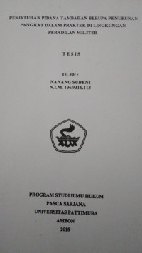 Image of Penjatuhan Pidana Tambahan Berupa Penurunan Pangkat Dalam Praktek Di Lingkungan Peradilan Militer