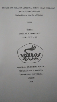 Image of Fungsi Dan Peranan Lembaga Hukum Adat Terhadap Larangan Perkawinan (Kajian Hukum Adat Larvul Ngabal)