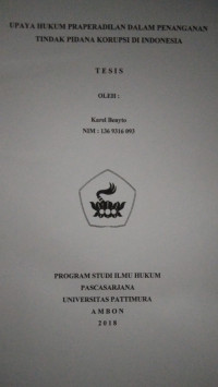 Image of Upaya Hukum Praperadilan Dalam Penanganan Tindak Pidana Korupsi Di Indonesia