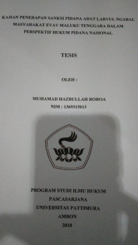 Image of Kajian Penerapan Sanksi Pidana Adat Larvul Ngabal Masyarakat Evav Maluku Tenggaea Dalam Perspektif Hukum Pidana Nasional