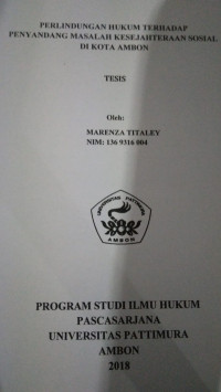 Image of Perlindungan Hukum Terhadap Penyandang Masalah Kesejahteraan Sosial Di Kota Ambon
