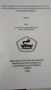 Image of Penyalahgunaan Keadaan Sebagai Alasan Untuk Pembatalan Suatu Perjanjian Dalam Standar Kontrak