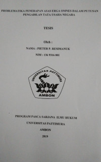 Image of Problematika Penerapan Asas Erga Omnes Dalam Putusan Pengadilan Tata Usaha Negara