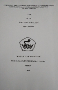 Image of Pemenuhan Hak Anak Didik Pemasyarakatan Tindak Pidana Kesusilaan Dalam Lembaga Pemasyarakatan Kelas IIA Ambon