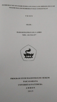 Image of Pemberi Kuasa Dari Pemegang Hak Yang Berada Di Luar Negeri Dalam Pemberian Hak Tanggungan