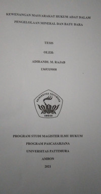 Image of Kewenangan Masyarakat Hukum Adat Dalam Pengelolaan Mineral Dan Batu Bara