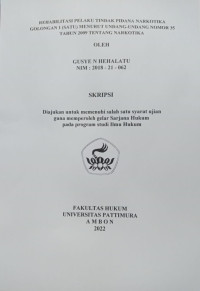 Image of Putusan Rehabilitasi Pelaku Tindak Pidana Narkotika Golongan 1 (Satu) Menurut Undang-Undang RI Nomor 35 Tahun 2009 Tentang Narkotia