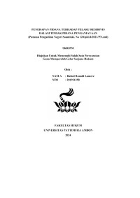 Image of “PENERAPAN 
PIDANA TERHADAP PELAKU RESIDIVIS DALAM TINDAK PIDANA 
PENGANIAYAAN (Putusan Pengadilan Negeri Saumlaki)”