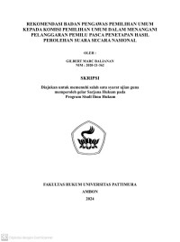 Image of Rekomendasi Badan Pengawas
 Pemilu Kepada Komisi Pemilihan Umum dalam Penetapan Perolehan Suara Secara
 Nasional