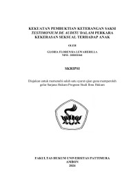 Image of Kekuatan Pembuktian 
Keterangan Saksi Testimonium De Auditu Dalam Perkara Kekerasan Seksual 
Terhadap Anak