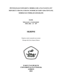 Image of Penyelesaian Sengketa Merek Lois Atas Passing Off Menurut Undang-Undang Nomor 20 Tahun 2016 Tentang Merek Dan Indikasi Geografis