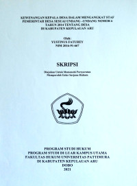 Image of Kewenangan Kepala Desa Dalam Mengangkat Perangkat Desa Sesuai Undang-Undang Nomor 6 Tahun 2014 Tentang Desa Di Kabupaten Kepulauan Aru