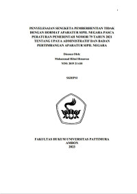 Image of Penyelesaian Sengketa Pemberhentian Tidak Dengan Hormat Aparatur Sipil Negara Pasca Peraturan Pemerintah Nomor 79 Tahun 2021 Tentang Upaya Administratif Dan Badan Pertimbangan Aparatur Sipil Negara
